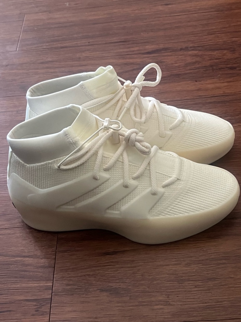 Men's White Knit High-Top Sneakers